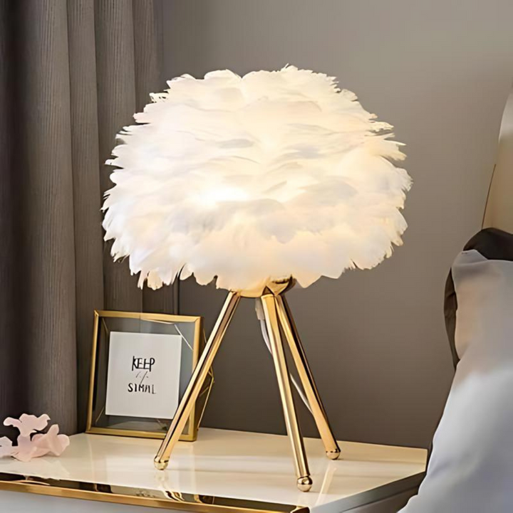 Dimbare Tafellamp met Luxe veren