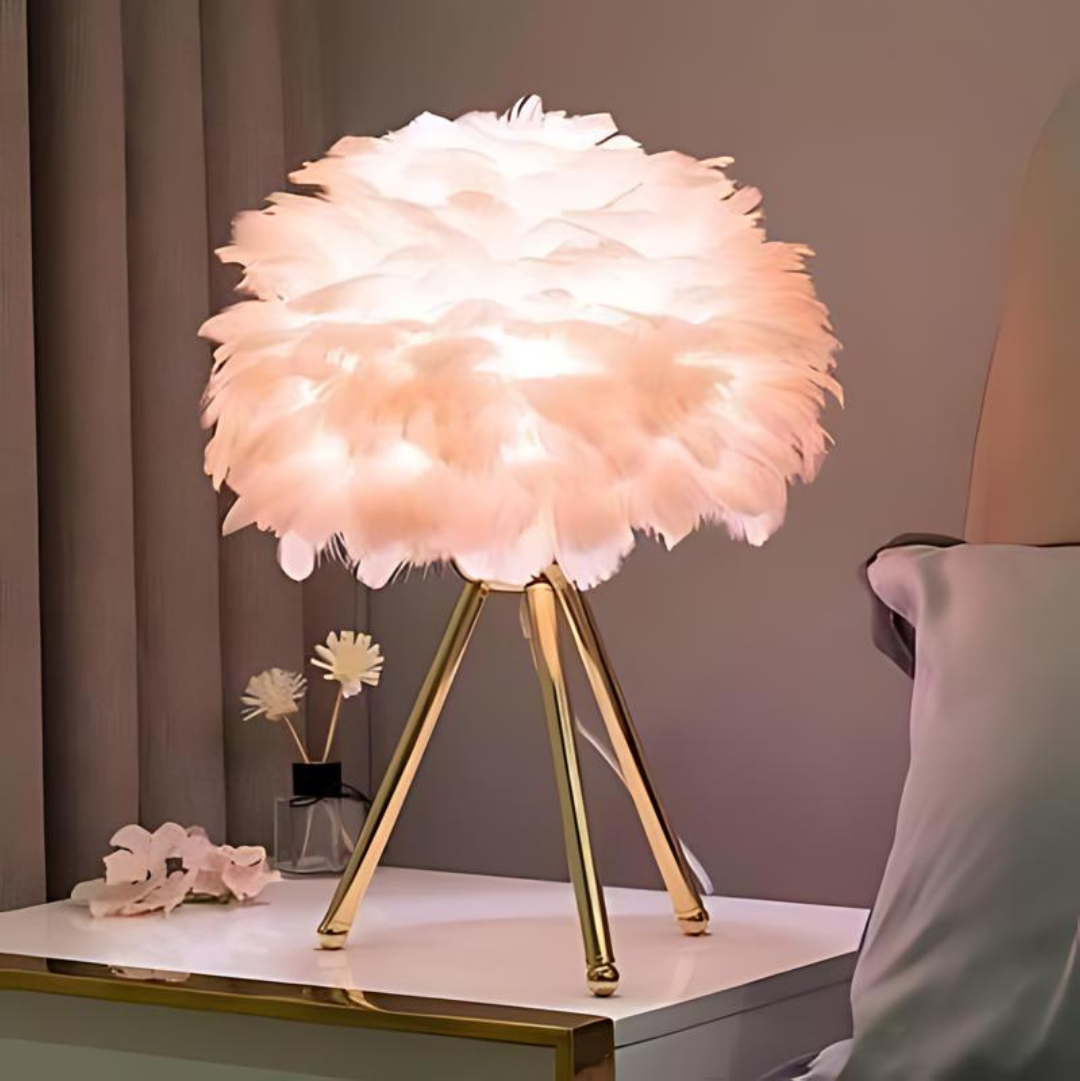 Dimbare Tafellamp met Luxe veren