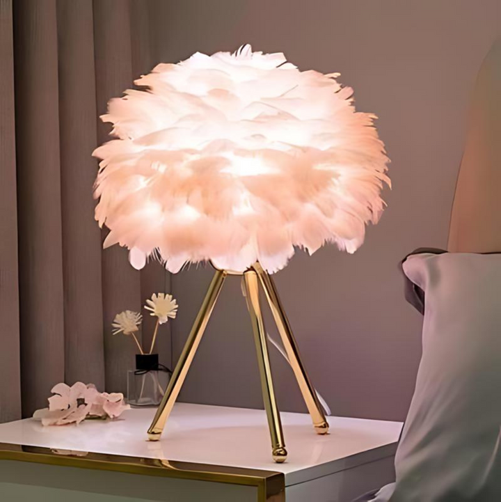Dimbare Tafellamp met Luxe veren